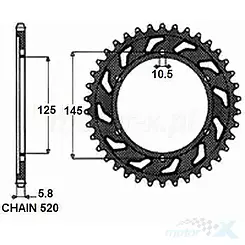 Zębatka tylna SUNSTAR STALOWA  SUNR1-3541  45 zębów