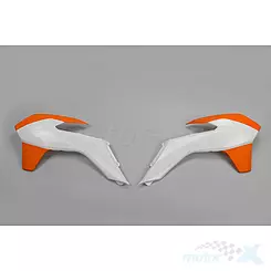Osłony chłodnicy biało-pomarańczowe UFO Plast KTM SX / SX-F / EXC / EXC-F 13-16