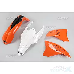 Zestaw osłon nadwozia pomarańczowo-biało-czarny UFO Plast KTM EXC 11'