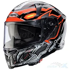 Kask motocyklowy integralny, czarno-szaro-pomarańczowy fluo, Caberg Avalon x Gurkha
