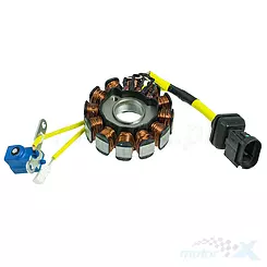 Stator iskrownik, stojan alternatora, 12 cewek, 5 pinów męskich, 5 przewodów Gilera / Piaggio 4T