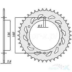 Zębatka tylna 520 42 zębów Sunstar (JTR5)