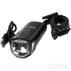 Lampa przednia 1-LED bateryjna kolor czarny  mod. R-100  blister et/logo ROMET