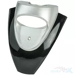 Osłona przednia górna srebrno czarna pojedyncza lampa Baotian BT49QT-7 / Motobi Żbik / Zipp Triad 1