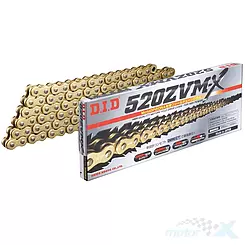 Łańcuch napędowy 520ZVMX, X-Ringowy, do 1200ccm, G&G - złoty, DID [grupa]