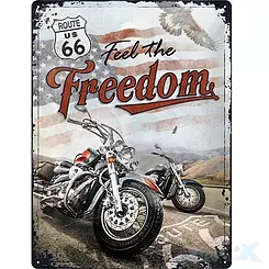 Tablica, plakat 30x40 cm, tłoczona blacha, Route 66 Freedom Nostalgic Art 23284
