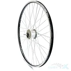 Felga przednia, koło rowerowe przednie 26", czarne, MTB ROMET, piasta Shimano ADHC30003NNAS srebrna, szprychy ocynk 