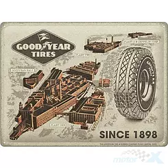 Tablica, plakat 30x40 cm, tłoczona blacha, goodyear factories Nostalgic Art 23361