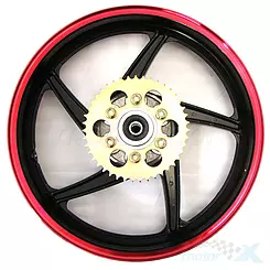 Felga tylna 3.50x17" z zębatką 428H 43 zęby czarno bordowa Junak 124 / 903