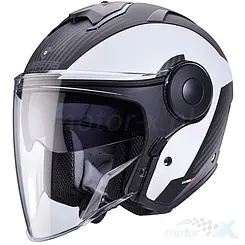 Kask mtocyklowy otwarty, czarno-biały (mat), Caberg Soho Milano