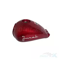 Zbiornik paliwa bordowy, z naklejkami, pompa paliwa na 6 śrub, czujnik na 4 śruby, Junak 902 50 / 121 125 Euro 5