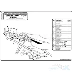 Stelaż kufra centralnego Kappa Yamaha XJ 900 DIVERSION (94-05) ( BEZ PŁYTY )