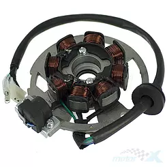 Stator iskrownik, stojan alternatora, 8 cewek, kostka 3 piny, 5 przewodów, WM Motor, Keeway Pixel 50
