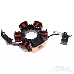 Stator iskrownik, stojan alternatora, 6 cewek, 12V 70W, Gilera / Piaggio (stary typ do 1998)