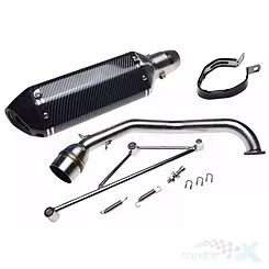 Tłumik tuningowy typu slip-on, odblokowany, czarny-carbon, WM Motor, 152QMI GY6 125-150 4T 