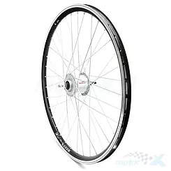 Felga przednia, koło rowerowe 26", O/EUROLINE, Shimano SCHURMANN V, czarna, z prądnicą DH