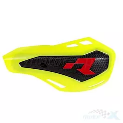 Osłony dłoni uniwersalne, handbary, żółte fluo, 2 rodzaje mocowań do kierownicy i manetek, Racetech HP1 KITPMHP1GF0