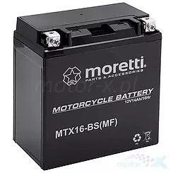 Akumulator żelowy Moretti Parts MTX16-BS (YTX16-BS) 12V 14Ah 150x87x161mm 170CCA