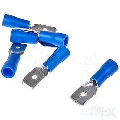 Konektor podwójny izolowany, męski, 6,4x0,8mm, niebieski