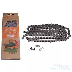 Łańcuch napędowy z zapinką, rowerowy, 1 rzędowy, 116 ogniw, brązowy P410 1/2” x 1/8”