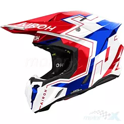 Kask motocyklowy Offroad, Enduro, ATV, Quad, Airoh Twist 3 Dizzy, Połysk Biało-Niebiesko-Czerwony
