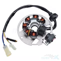 Stator iskrownik, stojan alternatora, 7 cewek, 2 kostki 3 i 2 piny, 6 przewodów, skuter 2T, Yamaha JOG