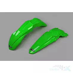 Błotnik przedni i błotnik tylny zestaw zielony UFO Plast Kawasaki KXF 250 / 450
