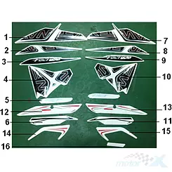 Naklejka (4) przedniej lewej obudowy (czerwony) Keeway Fact Evo 05525B59TY02
