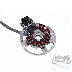 Stator iskrownik, stojan alternatora, 7 cewek, kostka 3 piny, 5 przewodów Minarelli MA horizontal 50 2T LC