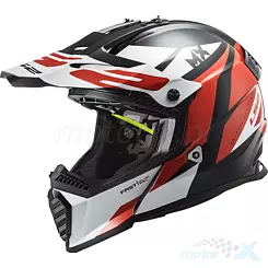 Kask offroad LS2 MX437 Fast Evo Strike Black White Red