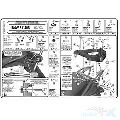 Stelaż kufra centralnego Kappa BMW R 1150R / BMW R 850 R z płytą monokey
