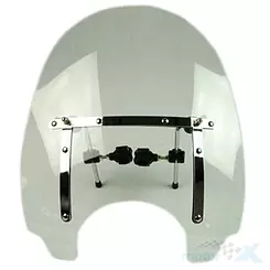 Szyba motocyklowa nie-tłukąca, uniwersalna, 480x560mm, mocowana na kierownice, z blachami, WM Motor 79111