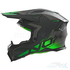 Kask motocyklowy offroad, czarno-zielony neon (mat), Nox MX N634 Gradient 