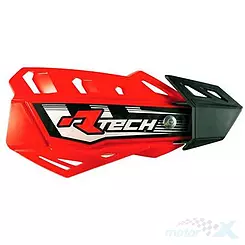 Osłony dłoni uniwersalne, handbary, czerwone, 2 rodzaje mocowań do kierownicy i manetek, Racetech FLX CROSS/ENDURO KITPMFLRS00