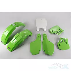 Zestaw osłon nadwozia zielono-biały UFO Plast Kawasaki KX 250 / 500 89-92