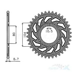 Zębatka tylna 530 45 zębów Sunstar (JTR488)