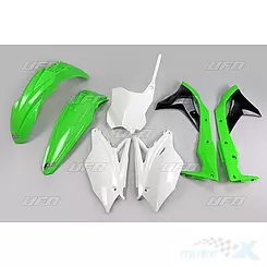 Zestaw osłon nadwozia zielono-biało-czarny UFO Plast Kawasaki KXF 250 17'