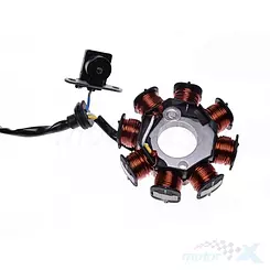 Stator iskrownik, stojan alternatora, 8 cewek Peugeot 50 / 100 z immobilizerem