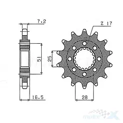 Zębatka przednia 525 17 zębów Sunstar (JTF1904)