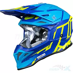 Kask offroad JUST1 J39 POSEIDON Matowy Niebiesko-Żółty Fluo