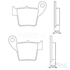 Klocki hamulcowe, spiek metaliczny, złote, KH346, Brenta BR4046, Fantic Caballero 500 / Honda CR 125, CRF 250, CRF 450 / TM Racing MX 85