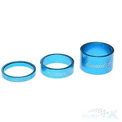 Podkładki dystansowe steru kierowniczego, rowerowe, grubość 5 / 10 / 20 mm, średnica 1 1/8, aluminiowe, niebieskie, zestaw 3 sztuk