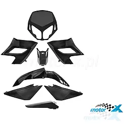 Komplet plastików TNT, 8 elementów, czarny, Derbi Senda DRD Racing / DRD Pro / DRD Limited 04-09