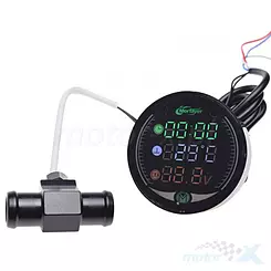 Wskaźnik napięcia + temperatury cieczy na wąż 18mm, WM Motor AI2079