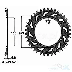 Zębatka tylna SUNSTAR ALUMINIOWA  SUNR5-3559  53 zębów