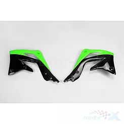 Osłony chłodnicy zielono-czarne UFO Plast Kawasaki KXF 450 12-15