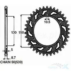 Zębatka tylna SUNSTAR STALOWA  SUNR1-5598  43 zęby