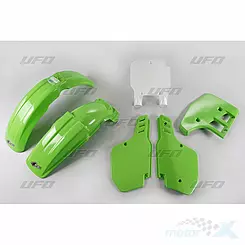 Zestaw osłon nadwozia zielono-biały UFO Plast Kawasaki KX 125 89'
