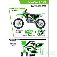 Zestaw osłon nadwozia zielono-czarny UFO Plast Kawasaki KXF 250 / 450