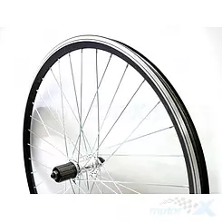 Felga tylna, koło rowerowe 26", stożkowe, czarne, z mocowaniem do kasety 8-rzędowej